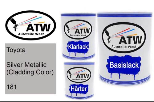 Toyota, Silver Metallic (Cladding Color), 181: 1L Lackdose + 1L Klarlack + 500ml Härter - Set, von ATW Autoteile West.
